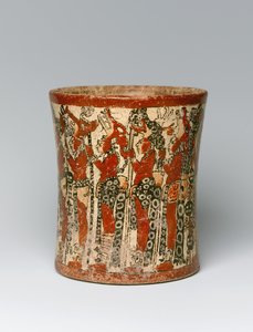 Cylindrical Vessel, Found in Yucatan, Mexico, c.550-950 by Mayan